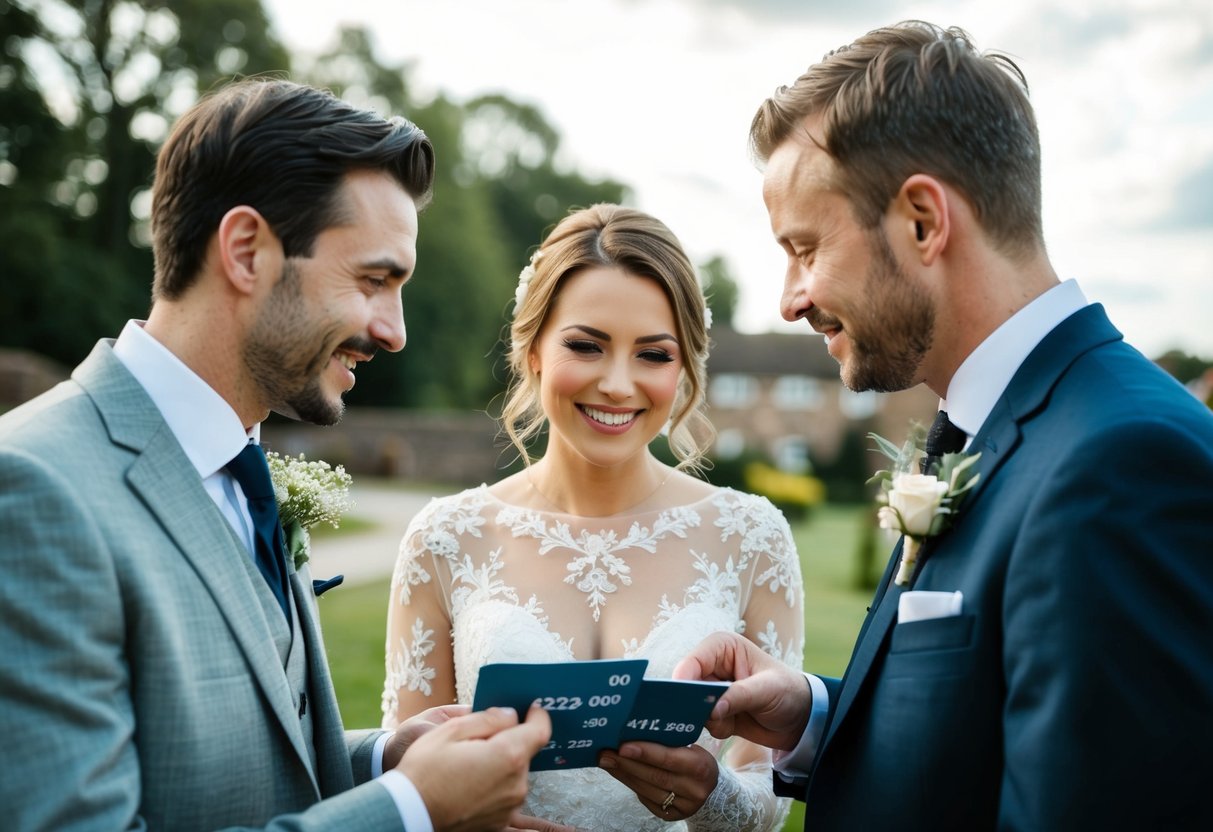 A couple comparing prices at different wedding venues and suppliers in the UK