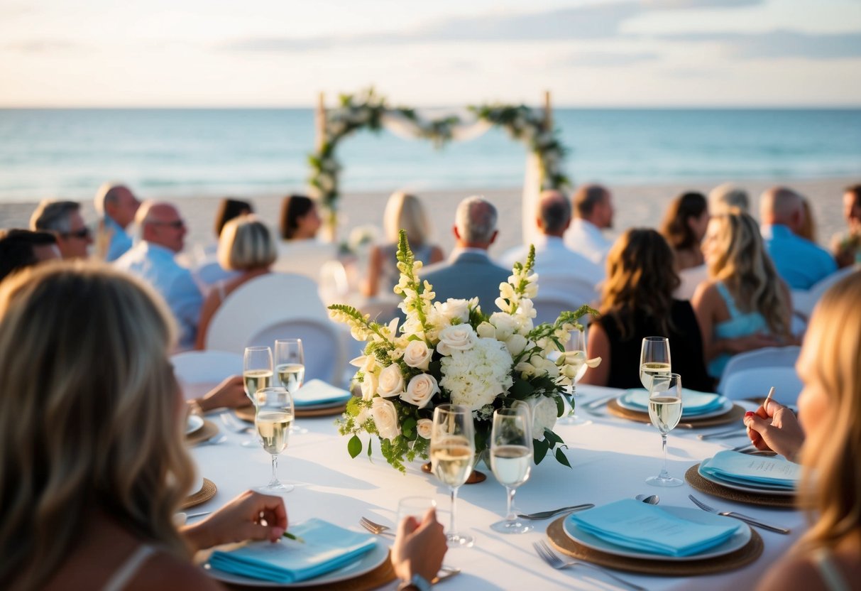Guests pay for accommodations, travel, and any additional activities at a beachside wedding