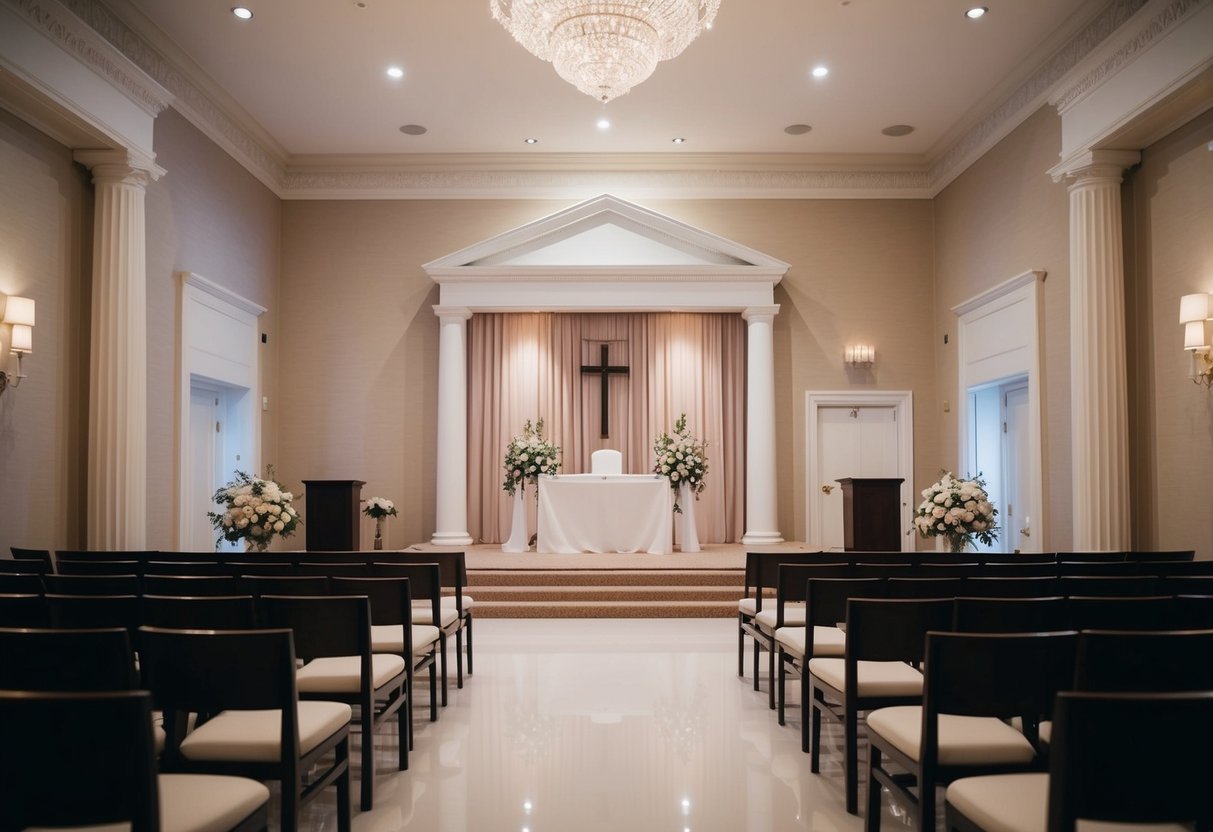 An empty wedding altar with no attendants or guests