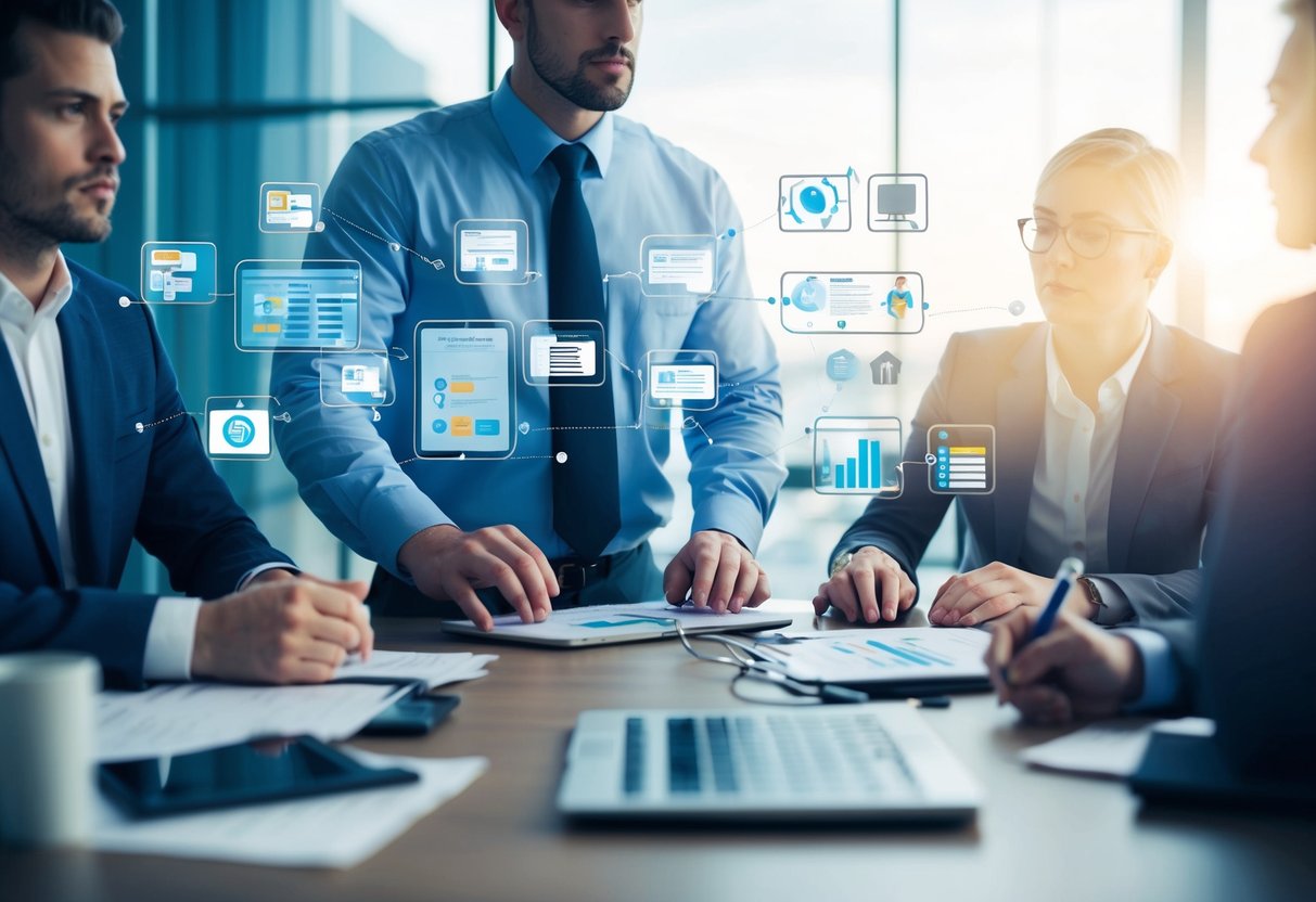 A coordinator organizes and directs various elements, depicted by a central figure overseeing multiple tasks and connections