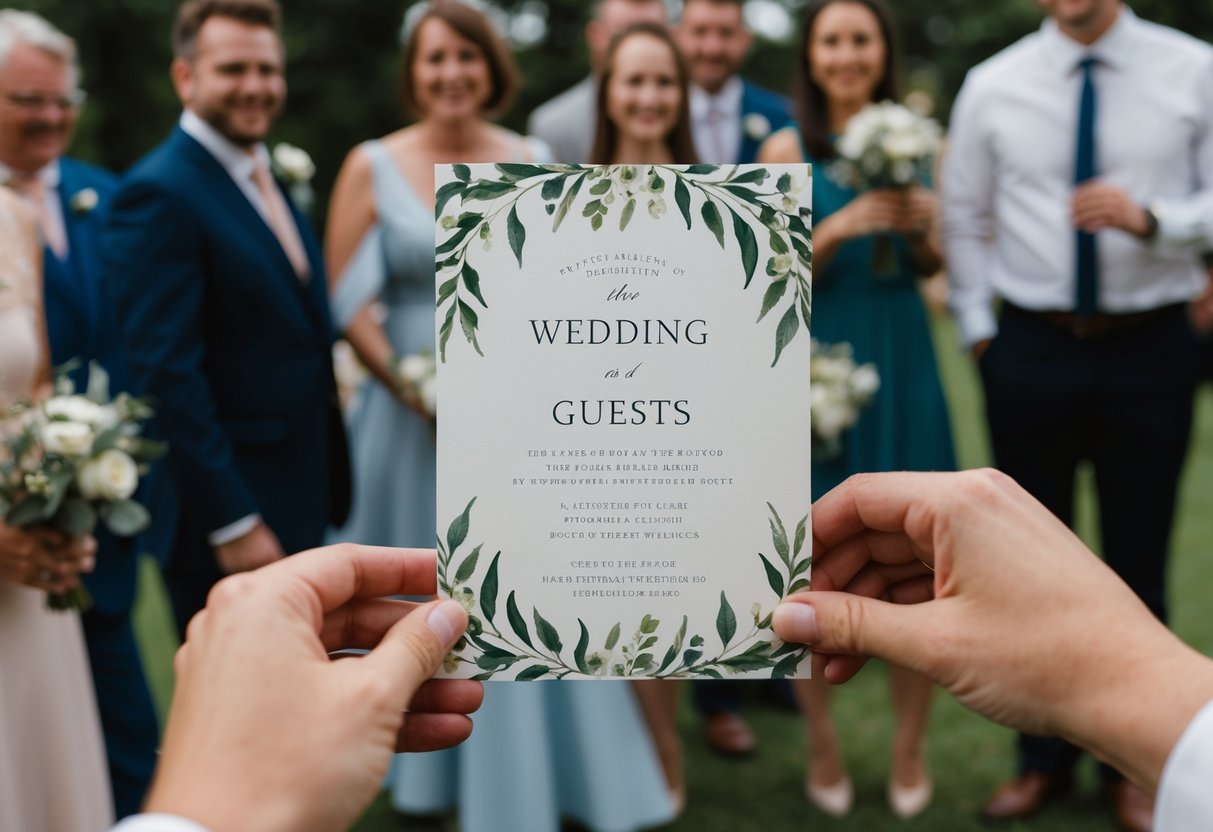 A wedding invitation with a varying number of guests attending