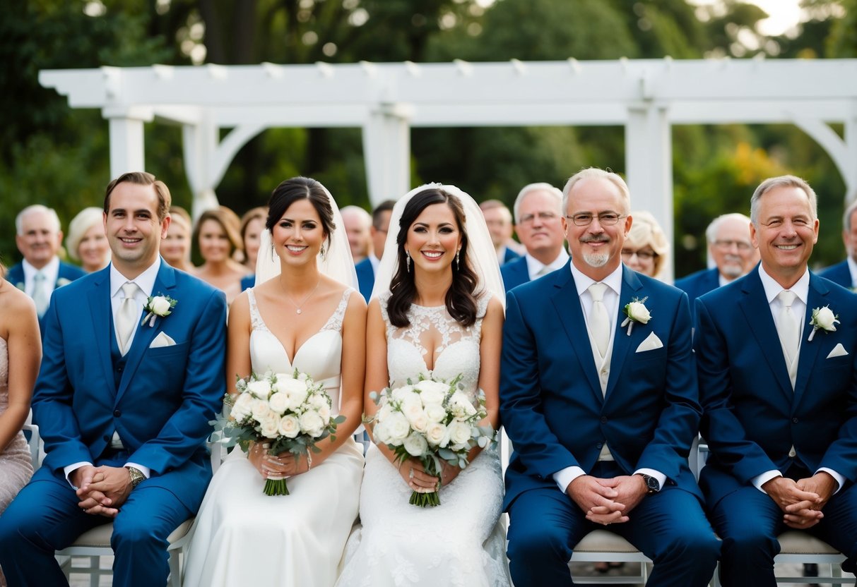 The first row at the wedding is occupied by the parents of the bride and groom, as well as the officiant and any other key participants
