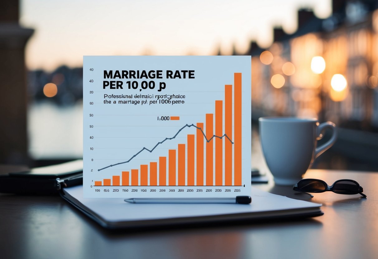 A graph showing the marriage rate per 1000 people in the UK over a period of time