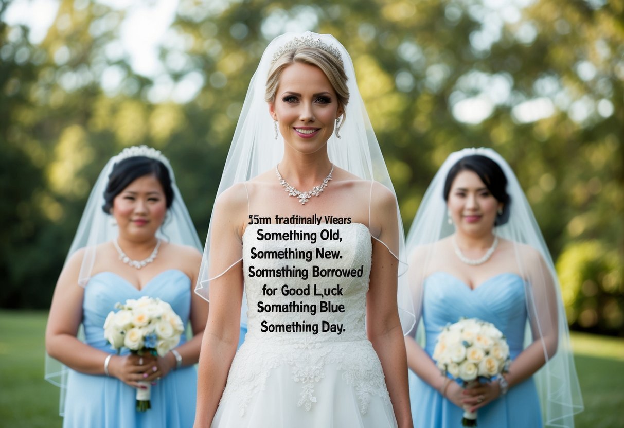 A bride traditionally wears something old, something new, something borrowed, and something blue for good luck on her wedding day