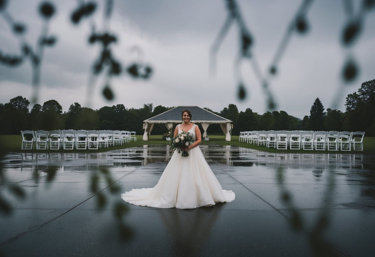 A deserted wedding venue on a rainy Monday