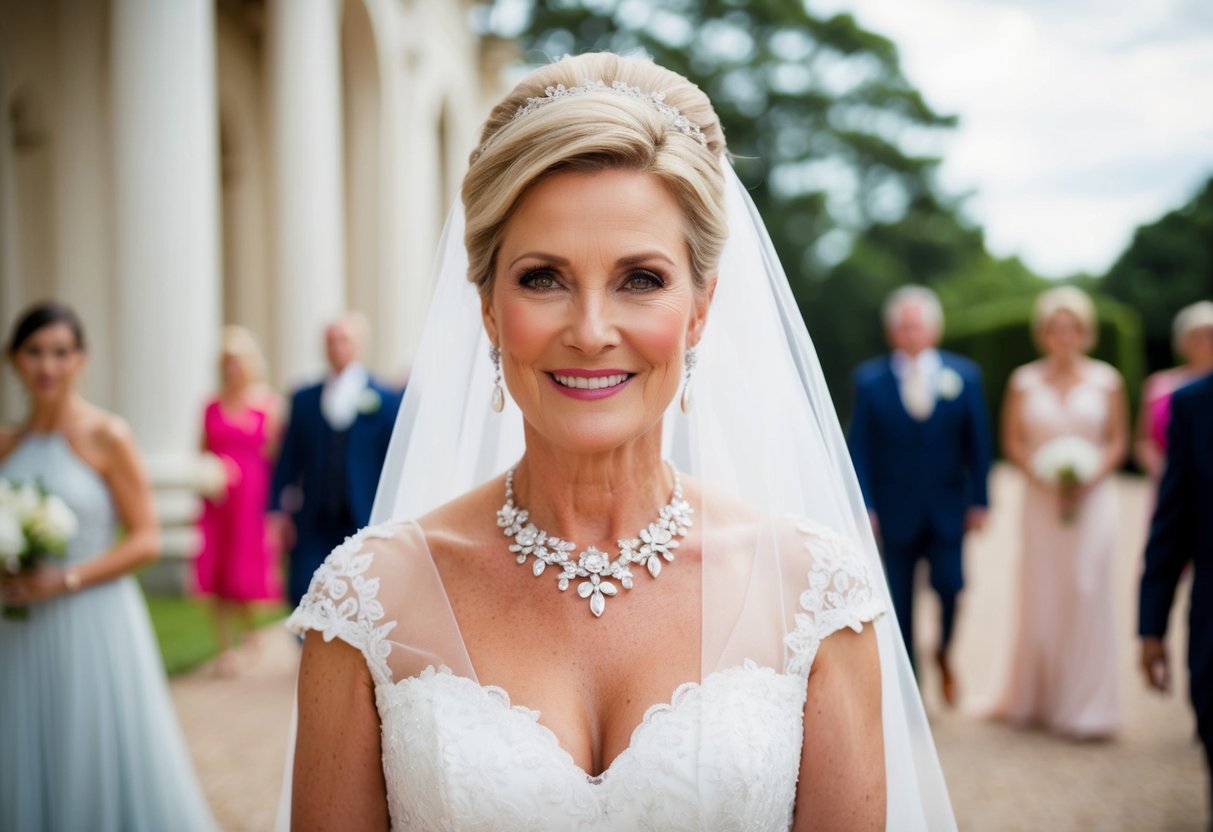 A mother of the bride should avoid wearing a white dress to avoid clashing with the bride's gown