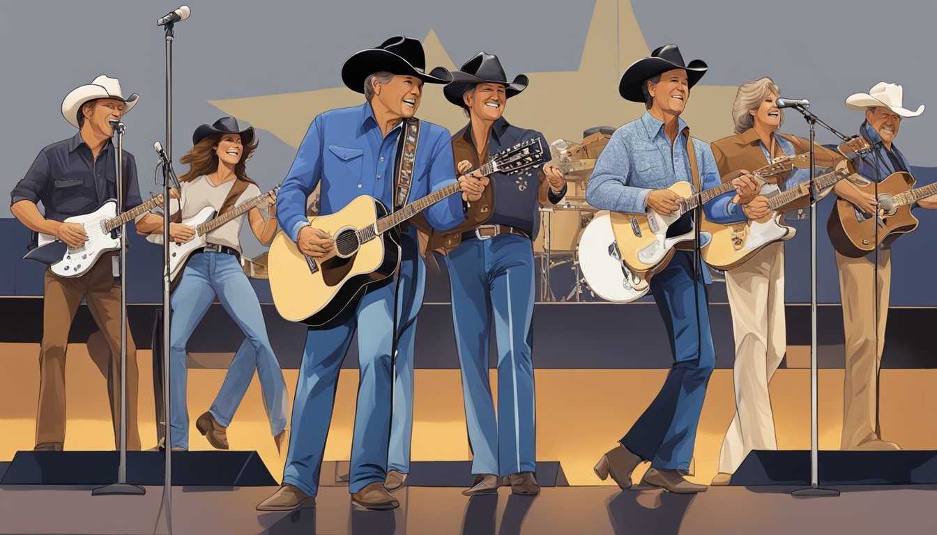 George Strait and Charlotte's tour partners and opening acts perform on stage