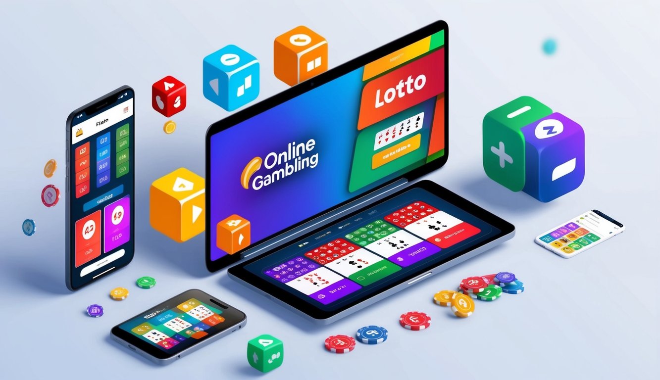 Sebuah situs judi online yang berwarna-warni dan hidup dengan antarmuka yang ramping dan modern, menampilkan berbagai permainan lotto dan logo yang aman serta dapat dipercaya.