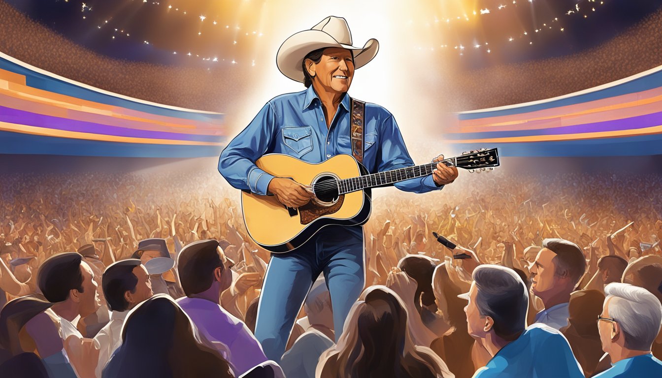 George Strait performing on stage with special guests in Las Vegas