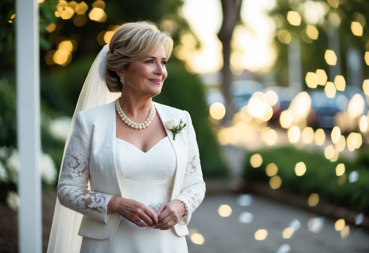 A mother of the bride should avoid wearing white, as it may overshadow the bride's outfit