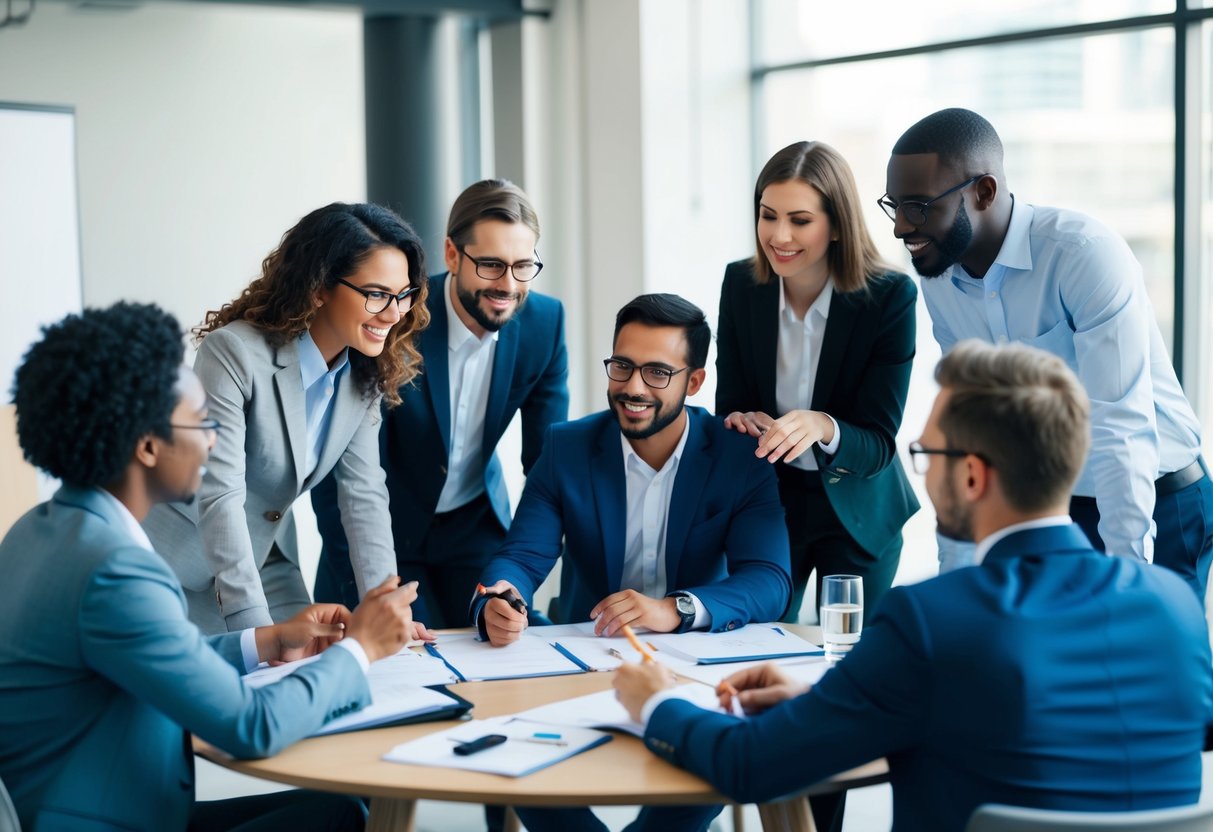 Un groupe de professionnels divers collaborant autour d'une table, réfléchissant et élaborant des stratégies pour répondre à un appel à propositions de la GME.