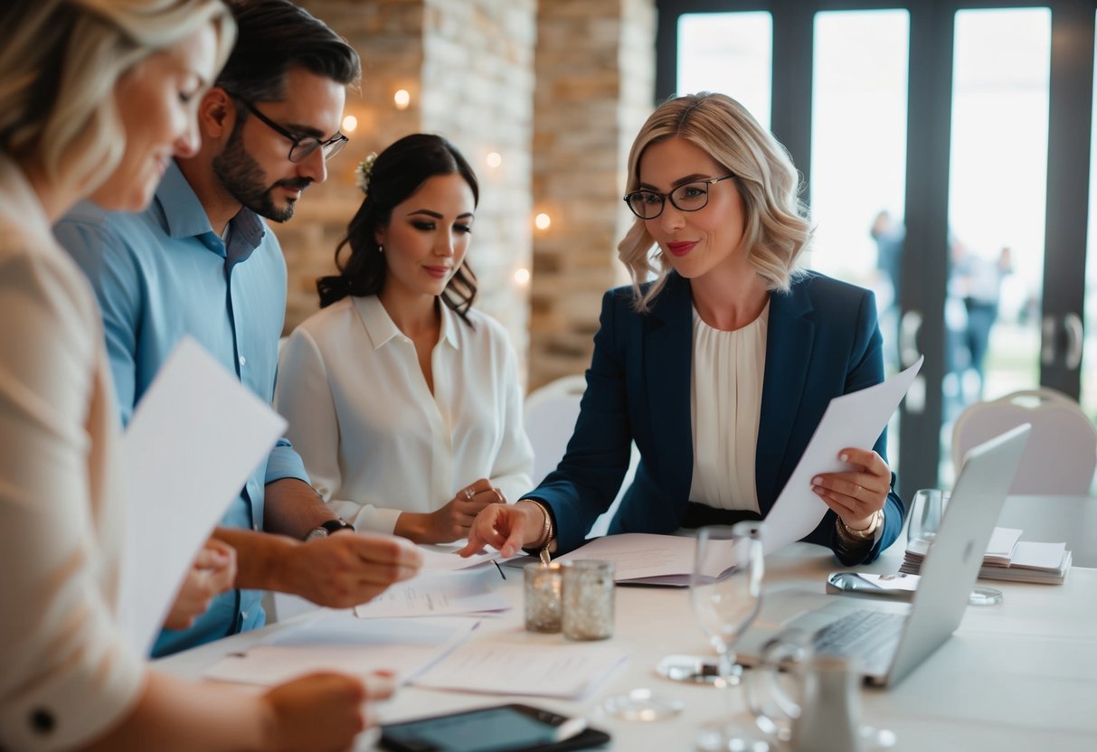 A wedding planner reviewing guest list and sending out second round of invitations