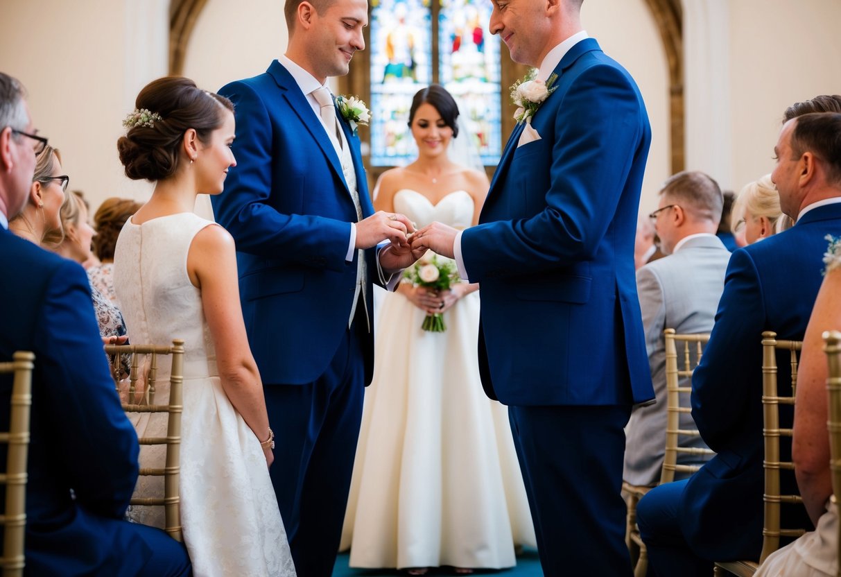 A traditional wedding ceremony in the UK typically lasts around 30 minutes, with the exchange of vows and rings as the focal point