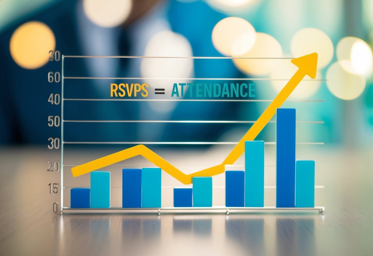 A line graph showing the comparison between the number of RSVPs and the actual attendance percentage for an event