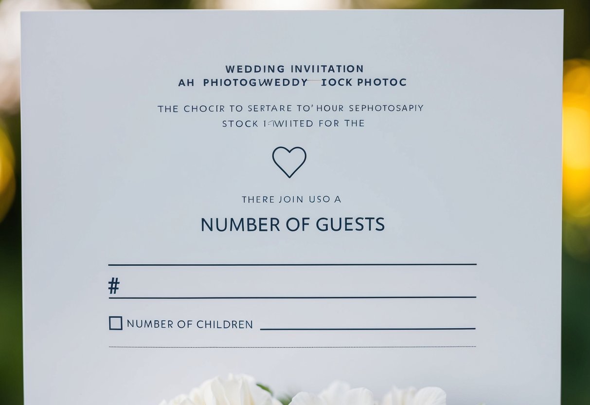 A wedding invitation with a line for "number of guests" and a separate line for "number of children" with a checkbox next to it