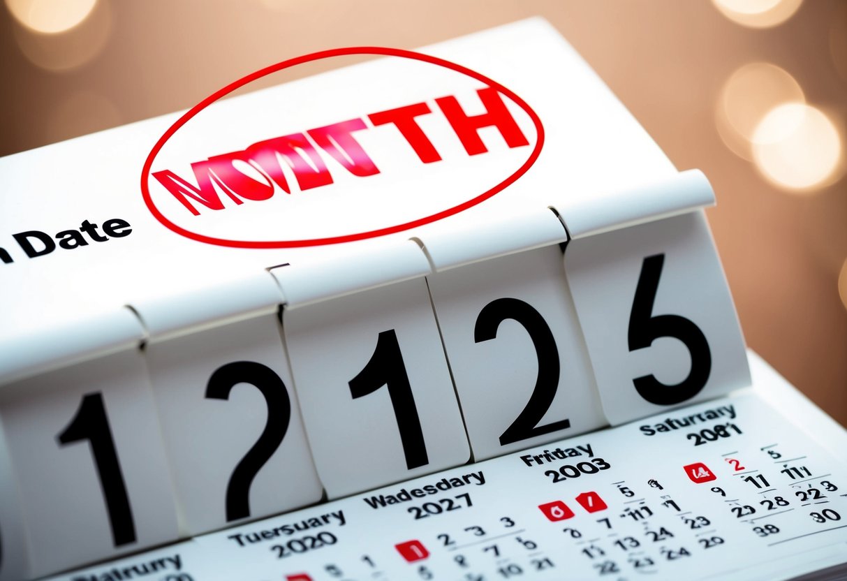 A calendar with a date four months in the future circled in red