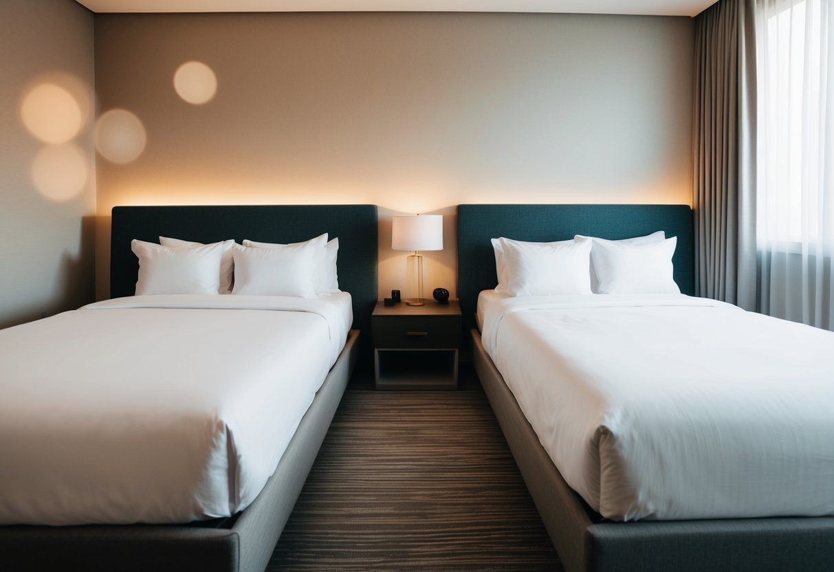 A modern bedroom with separate beds for the groom and bride, reflecting personal preferences and modern trends