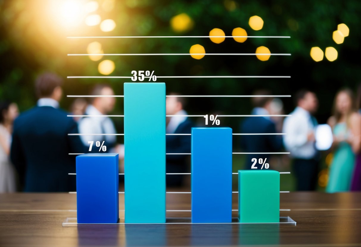 A graph with two bars: one representing the percentage of RSVPs and the other showing the percentage of attendees at a party