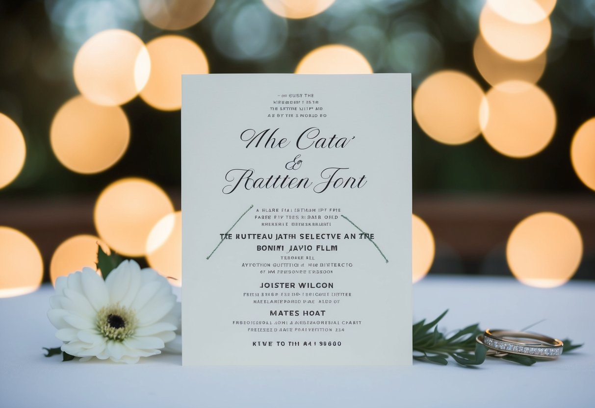 A wedding invitation with a selective guest list, some names crossed out