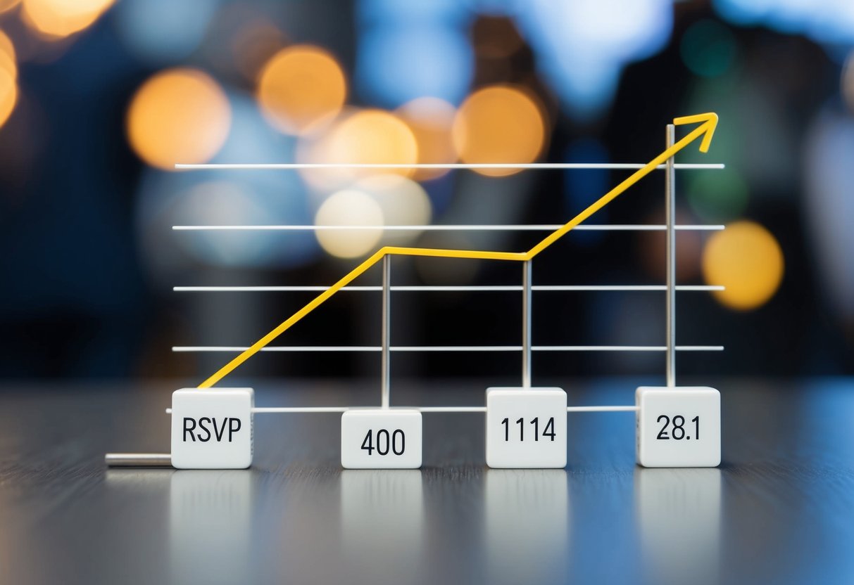 A line graph showing RSVP numbers versus actual attendance at an event