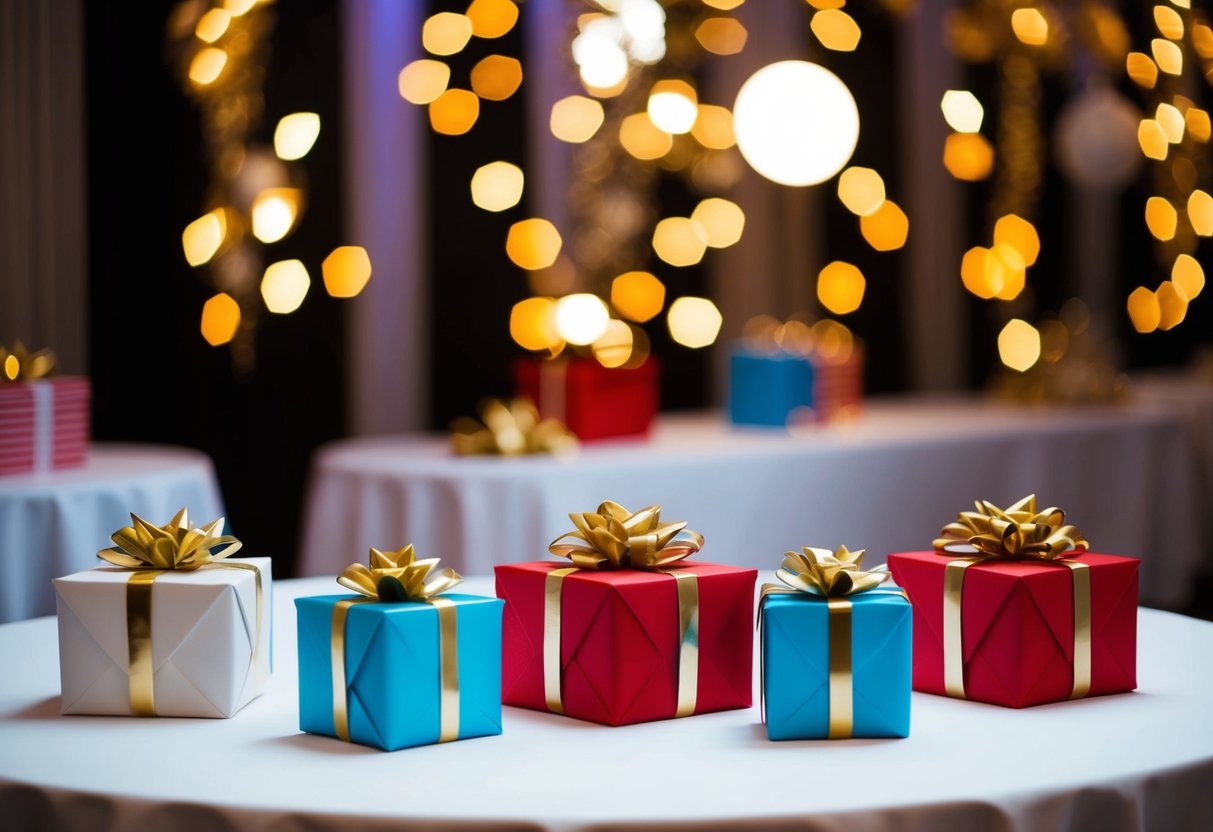 A barren gift table at a party, with no wrapped presents or cards in sight