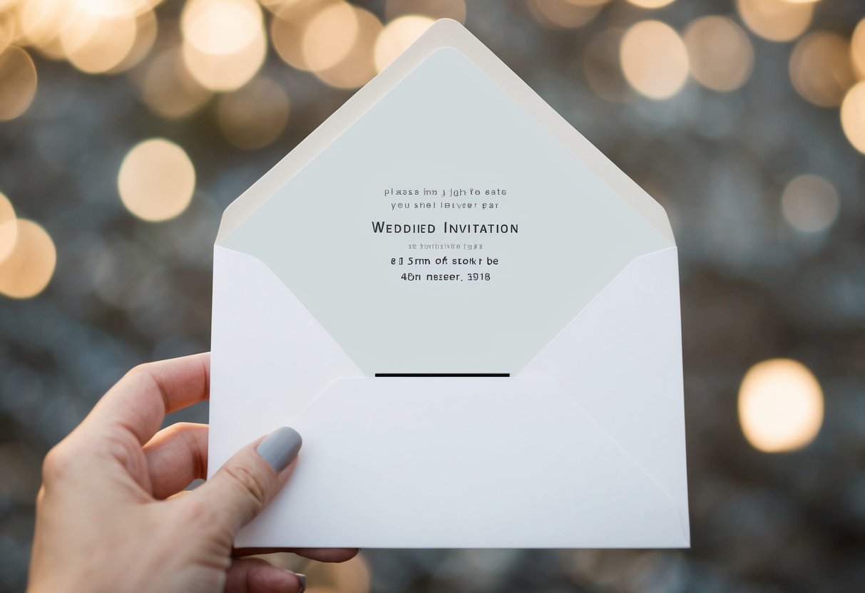 A wedding invitation being sent out with a blank space where the recipient's name would go