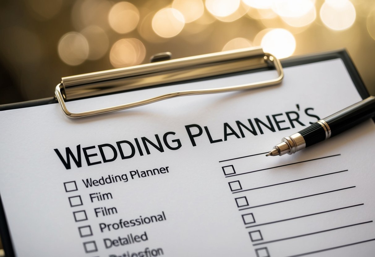 A wedding planner's checklist with 50 ticked boxes