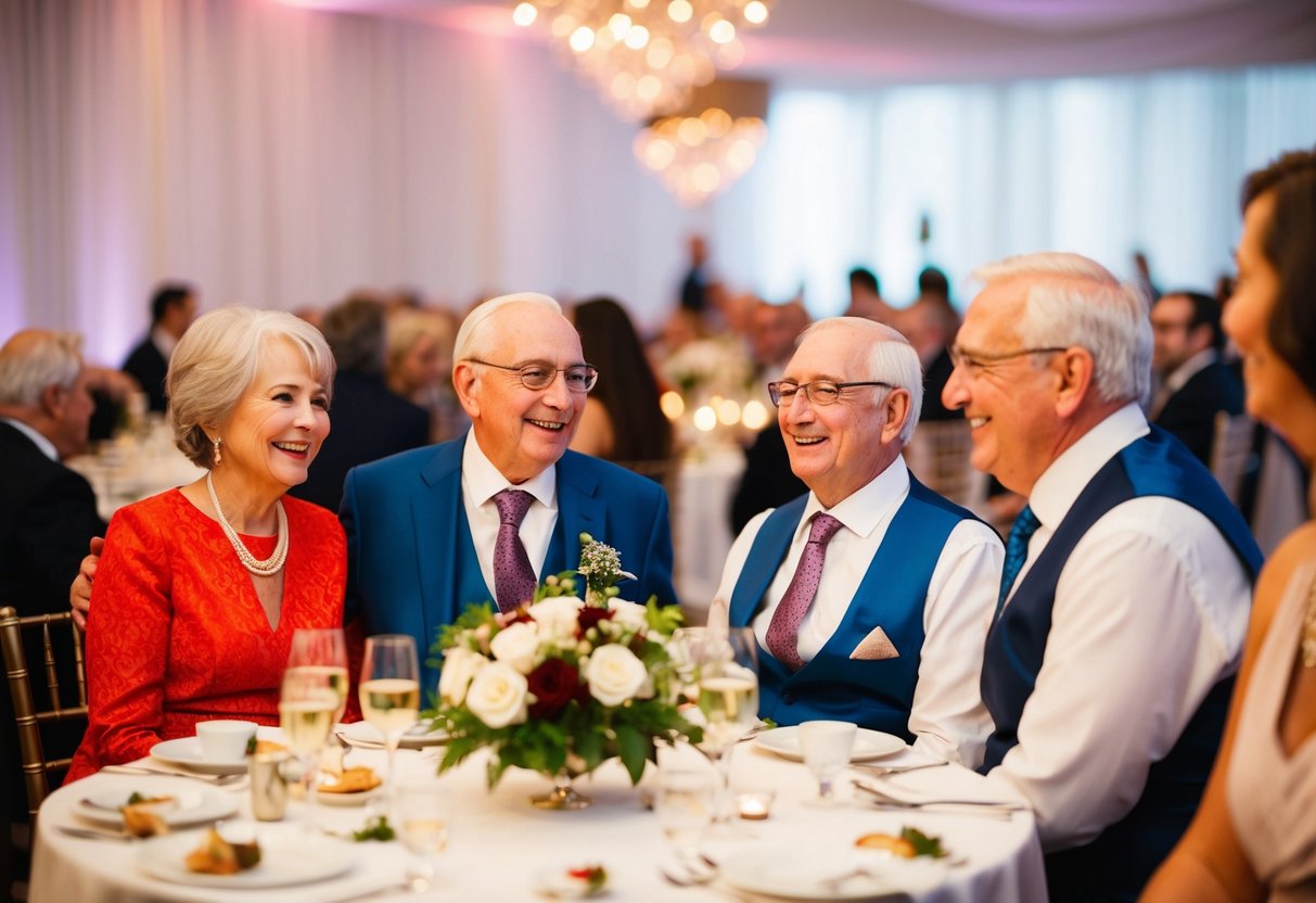 Aunts and uncles celebrate at a wedding banquet