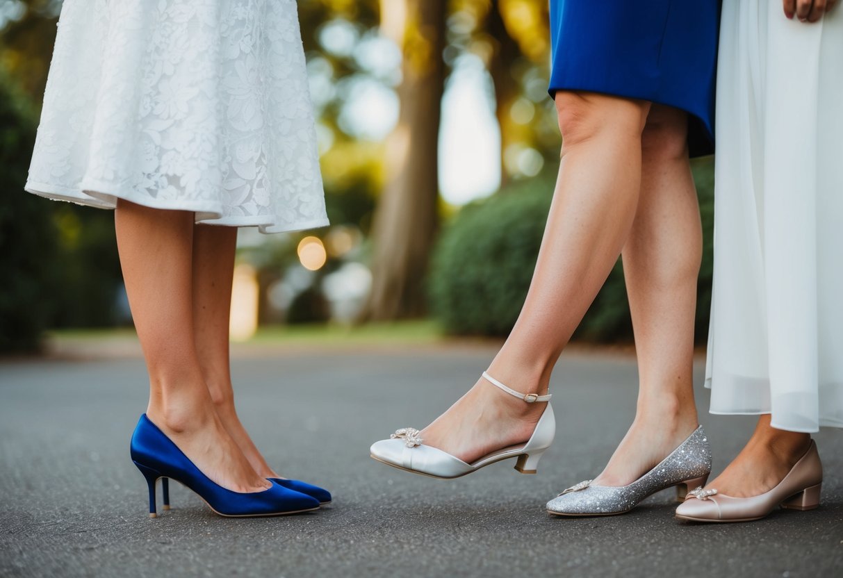 Female guests wear elegant high heels or stylish flats to weddings, ensuring both fashion and comfort