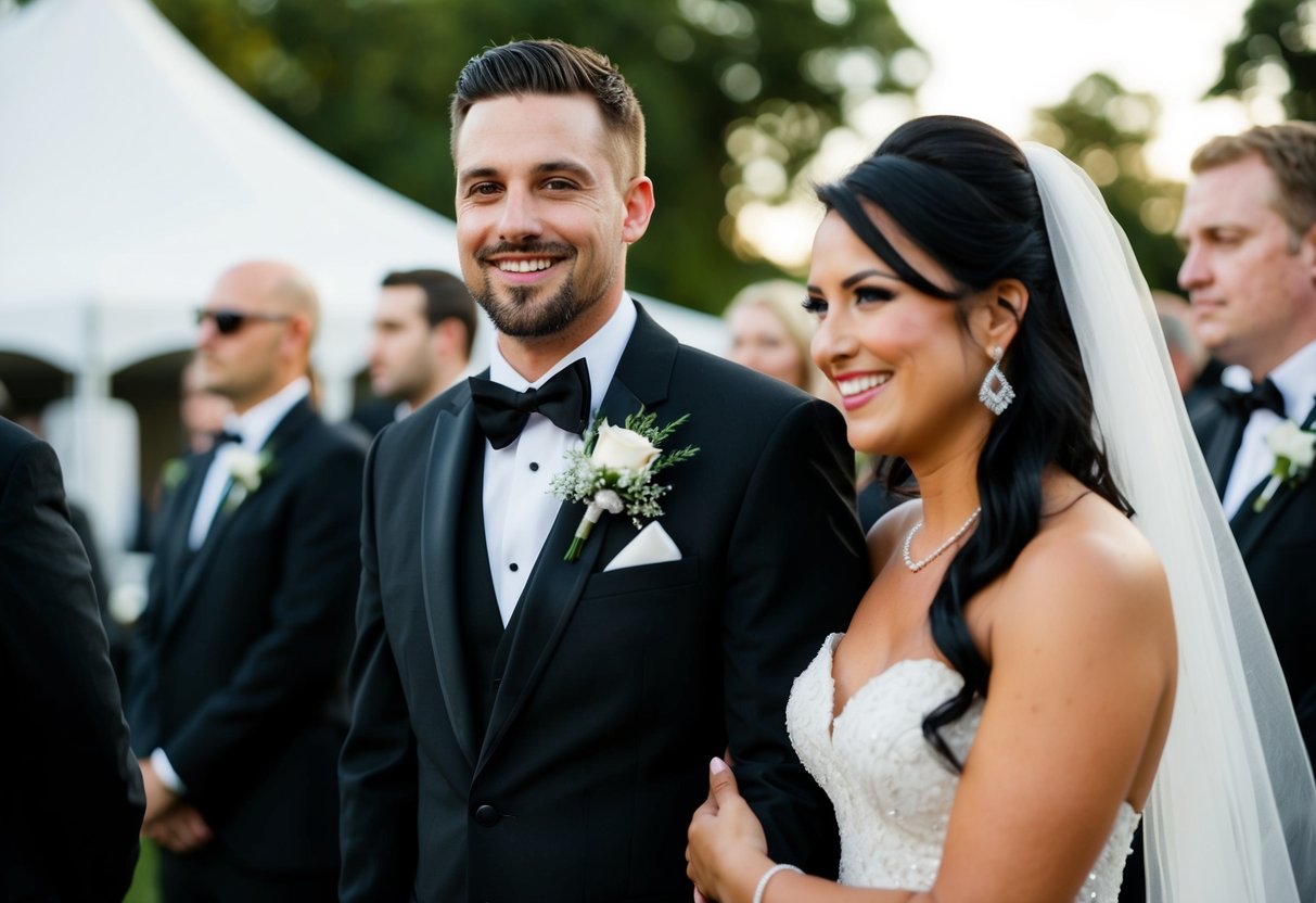 A wedding guest wearing black