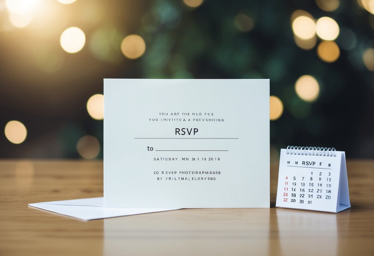 A blank invitation with a space for RSVP date and a calendar with a circled date