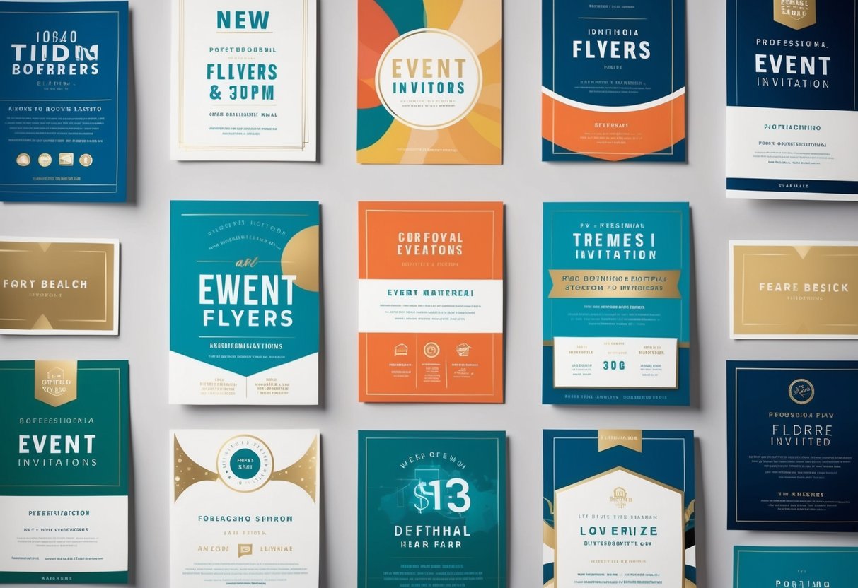 A variety of event flyers and invitations being sent out with different themes and designs
