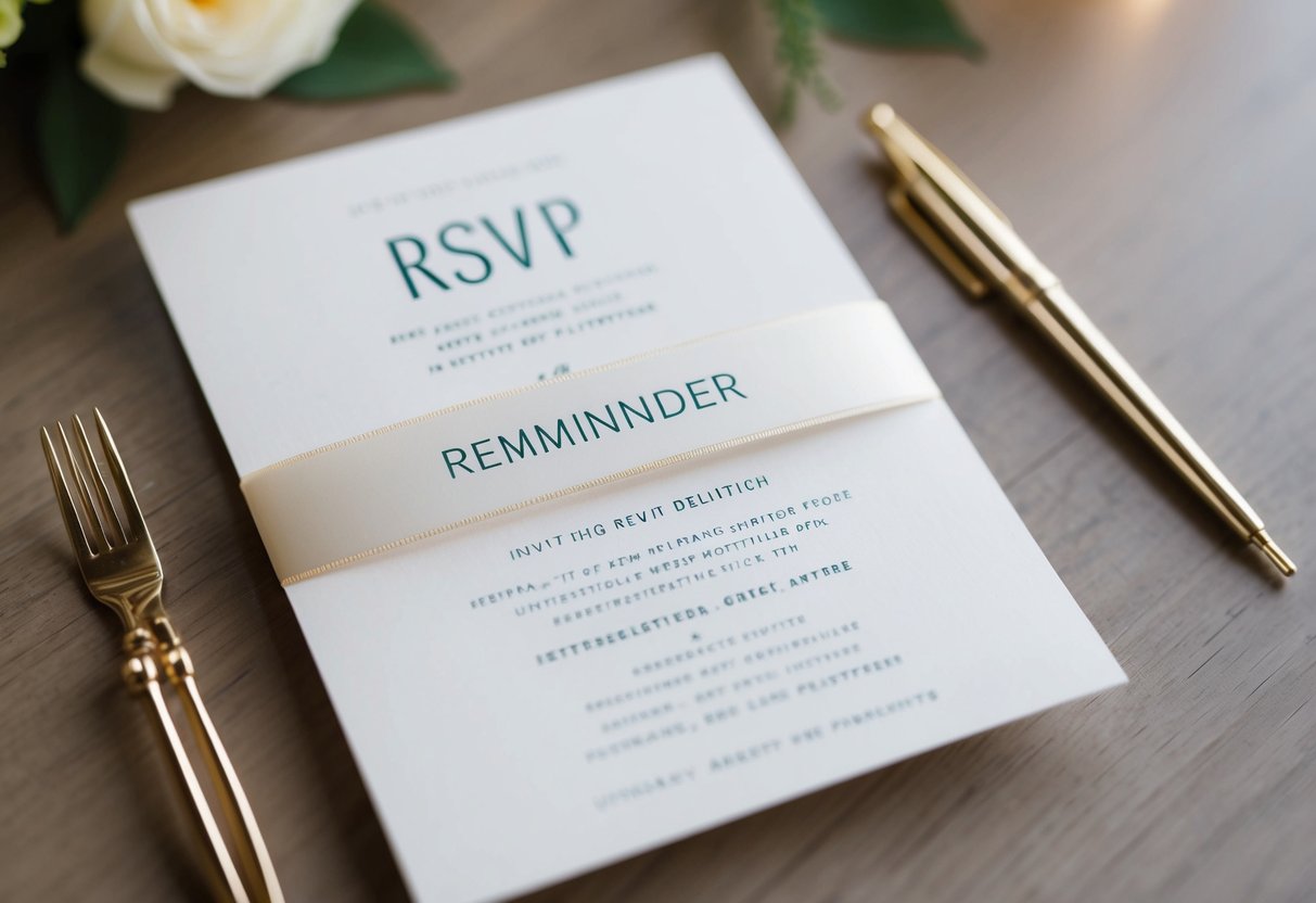 A wedding invitation with an RSVP reminder prominently displayed