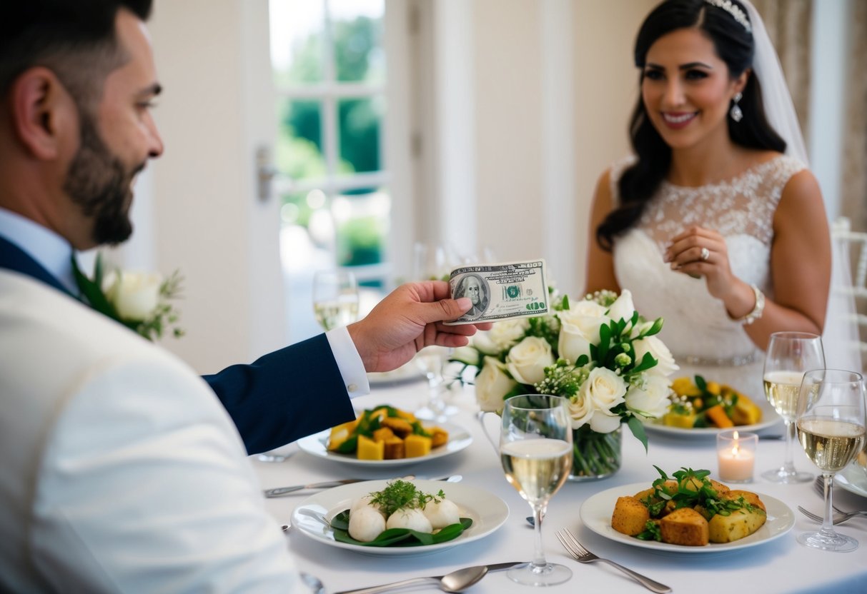 The groom's family pays for wedding expenses, including the venue, catering, and decorations