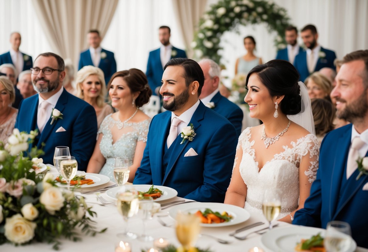 The groom's family contributes to the ceremony and reception expenses, including the venue, food, and decorations