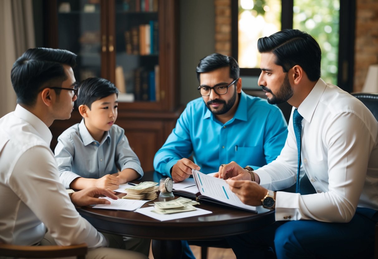 The groom's family discussing financial planning and traditional responsibilities