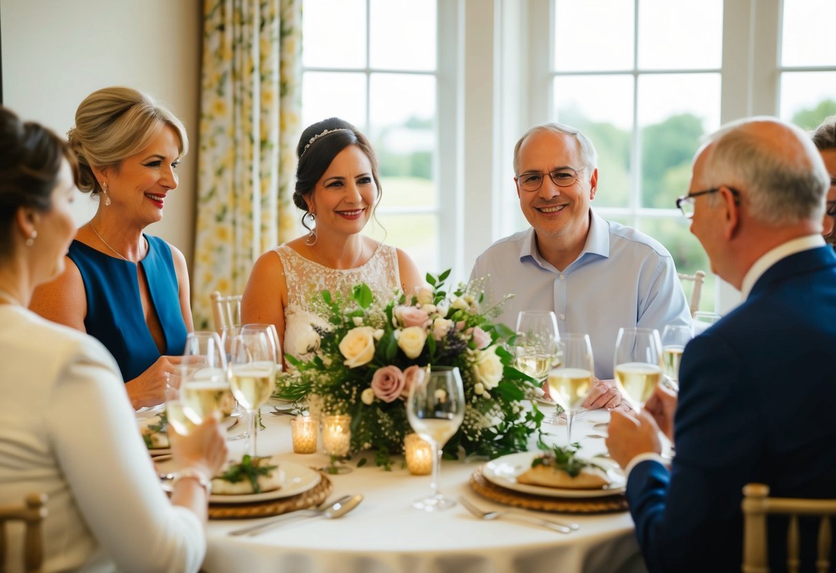 The bride's parents hosting a gathering, welcoming guests with warmth and hospitality, creating a sense of unity and celebration