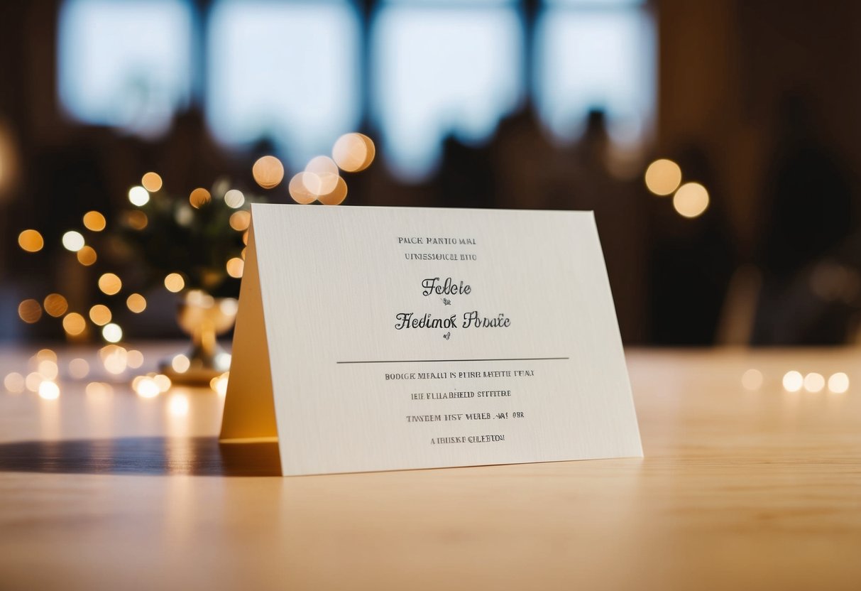 A wedding invitation with a blank space for the guest's name
