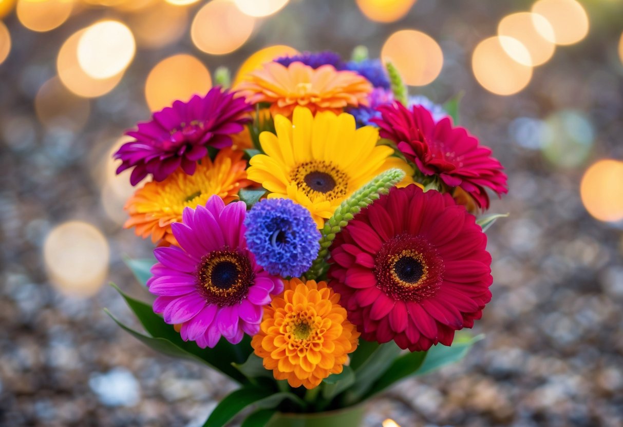 Six vibrant flowers in a bouquet symbolize love, admiration, gratitude, joy, harmony, and balance