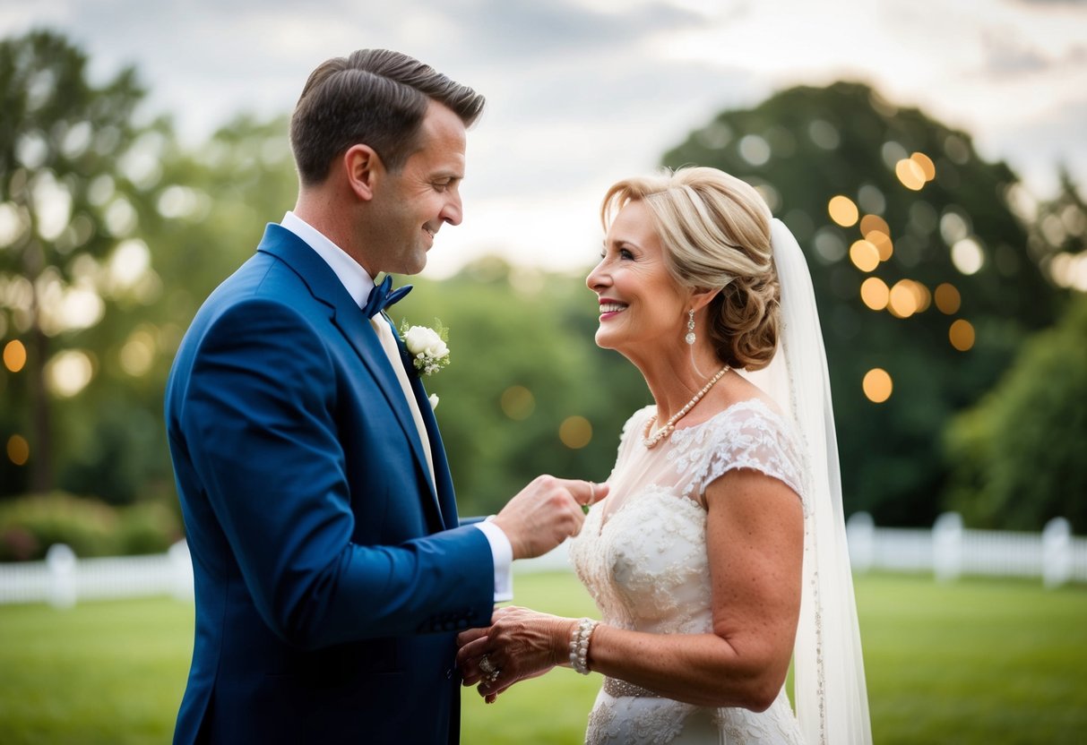 The mother of the groom traditionally pays for the rehearsal dinner, groom's attire, and any transportation or accommodation expenses for out-of-town guests