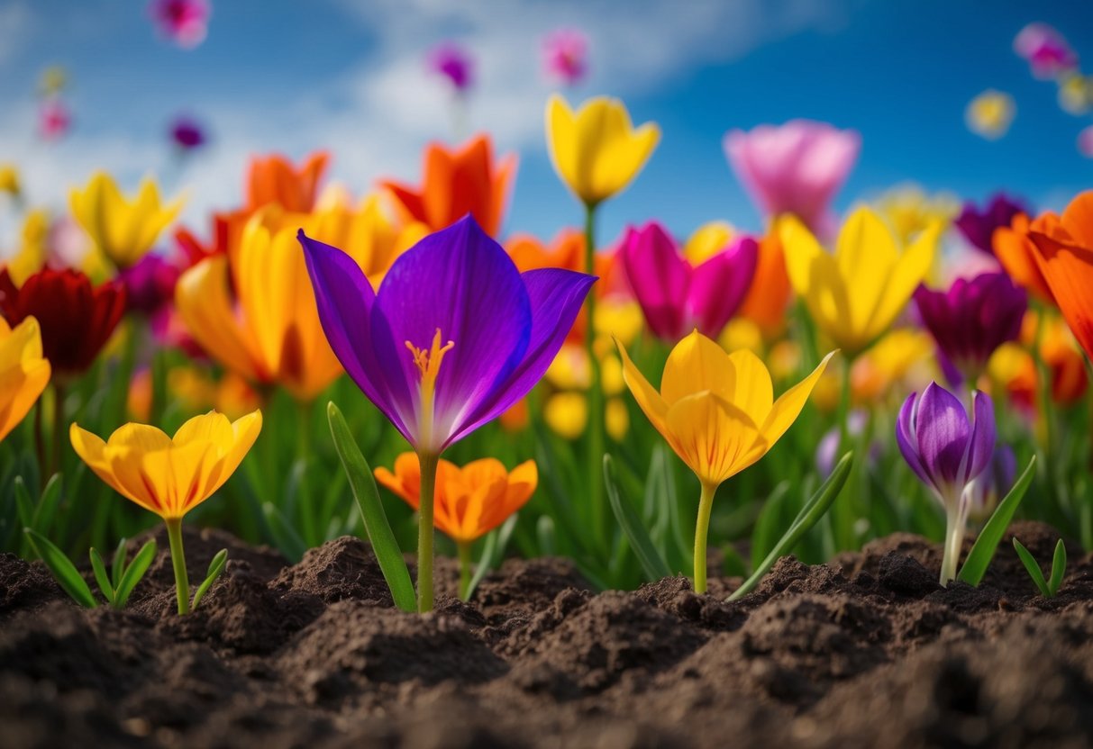 Vibrant petals in a variety of shapes and sizes burst from the earth, creating a breathtaking display of color and form