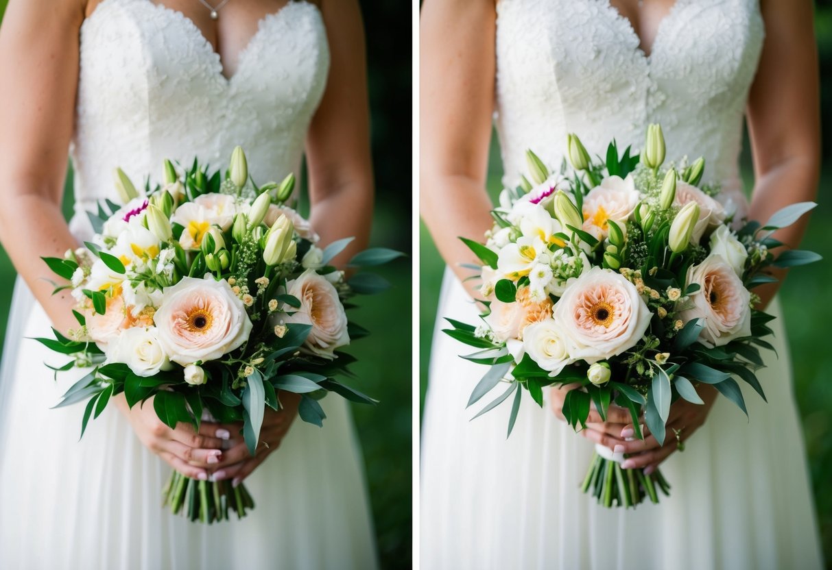 A bouquet of flowers mirroring the bride's bouquet