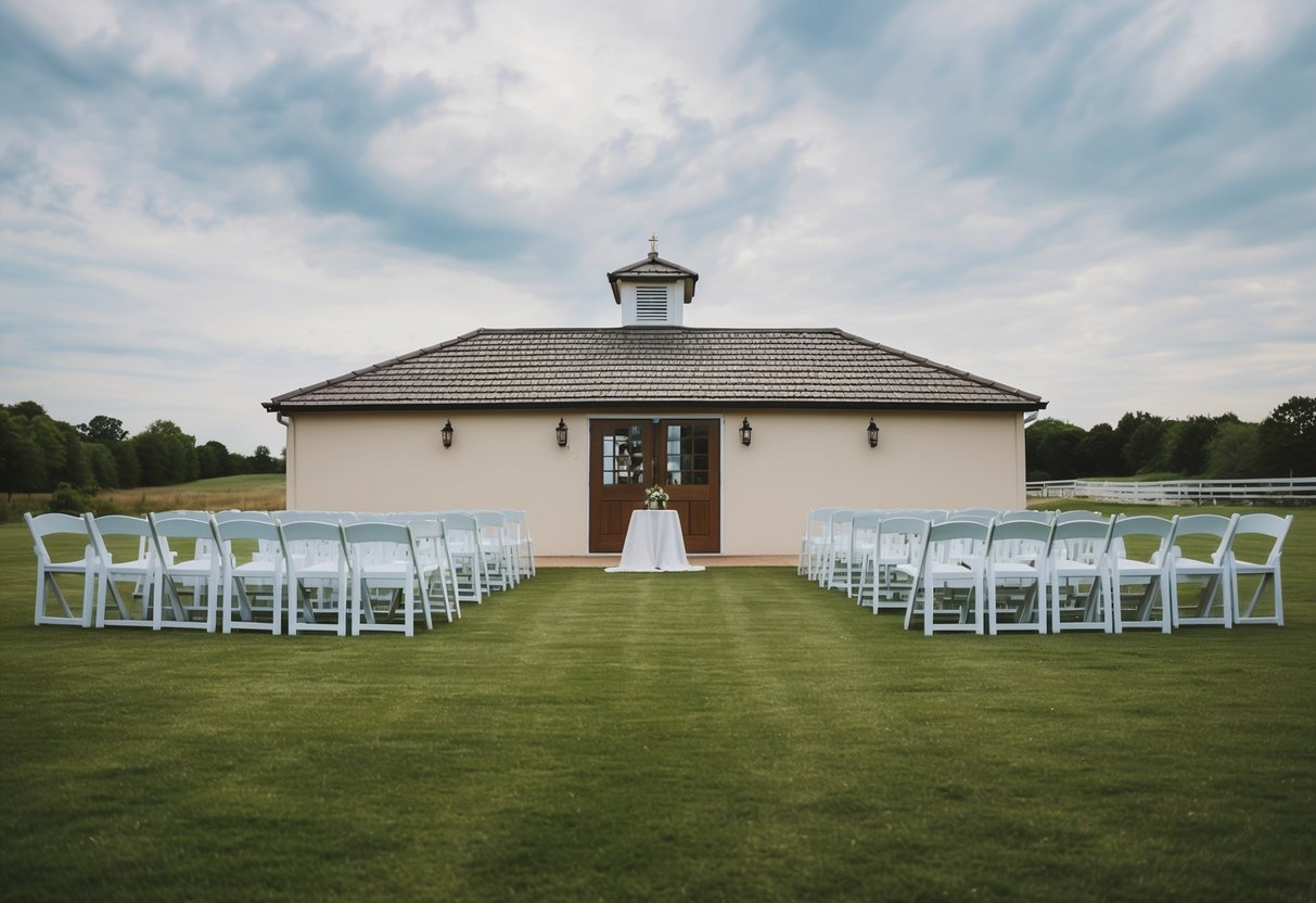A small, plain wedding venue with limited catering options