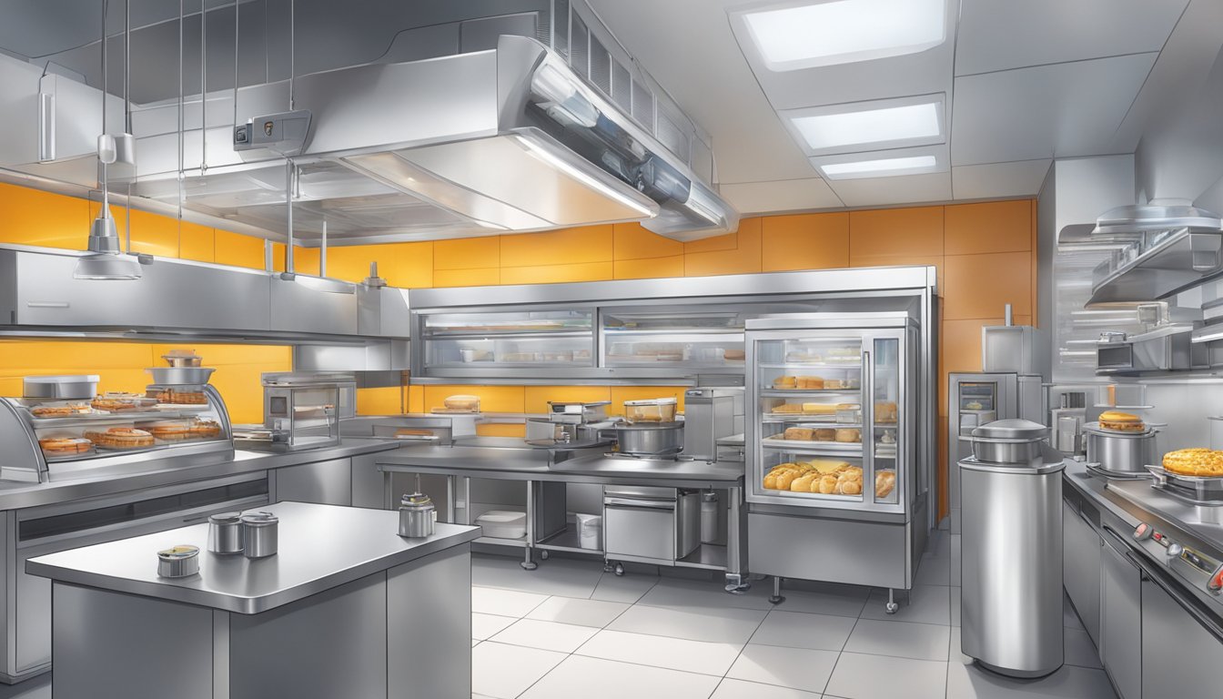 A futuristic breakfast lab with high-tech equipment and innovative food creations at Carl's Jr.'s test kitchen