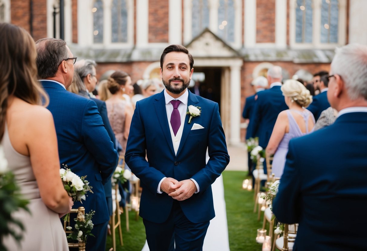 An uninvited guest arriving at a wedding ceremony