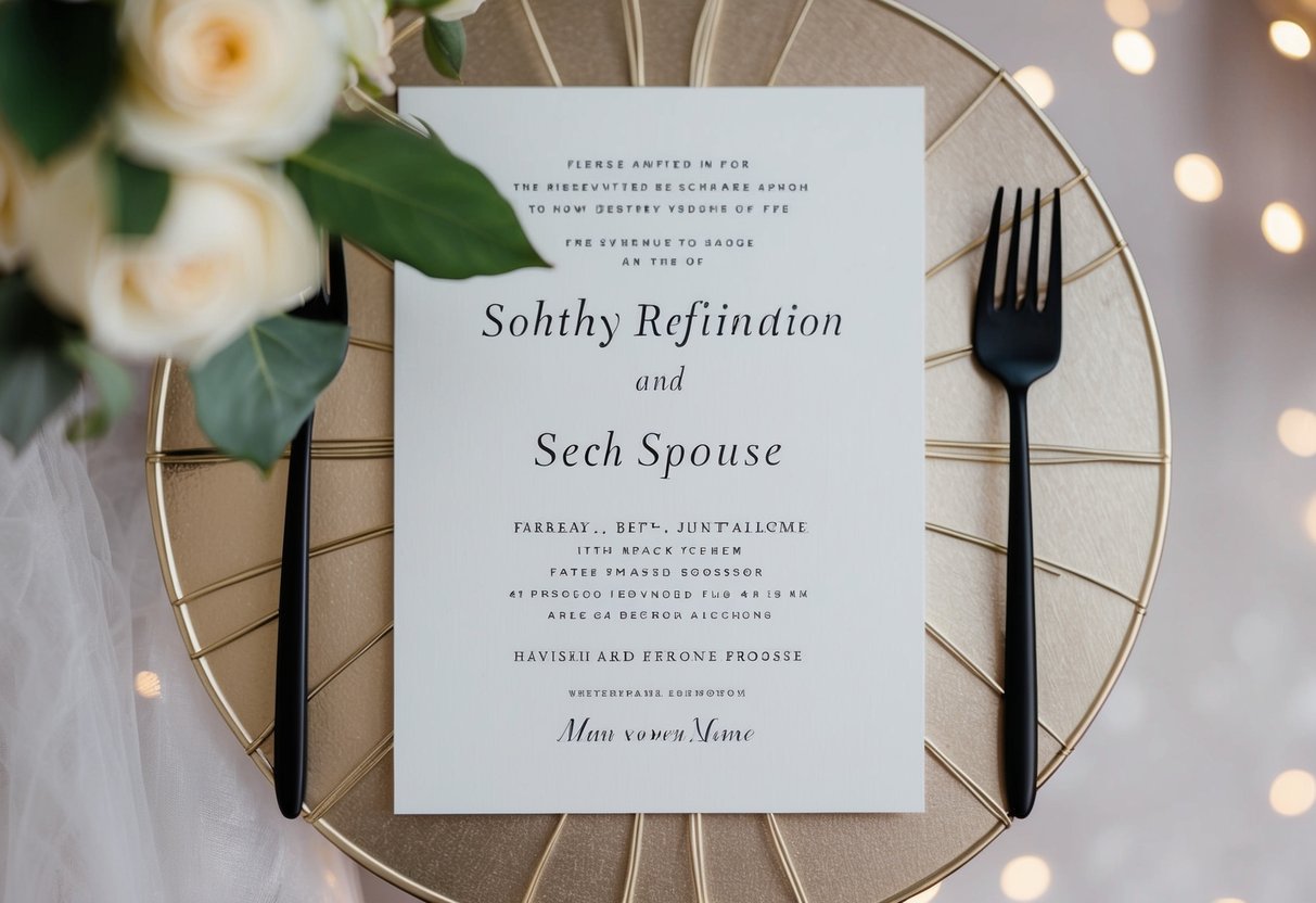 A wedding invitation with two separate lines for each spouse's name