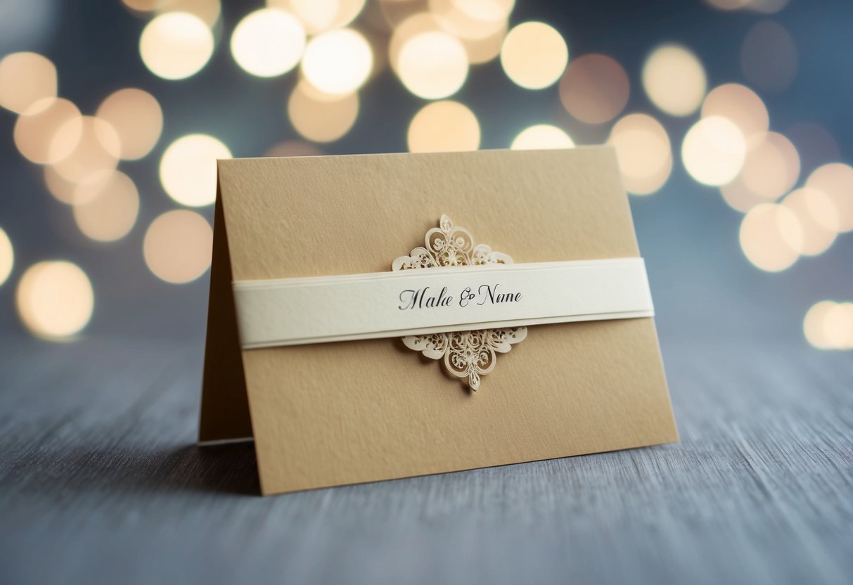 A wedding invitation with a blank space for adding a guest's name