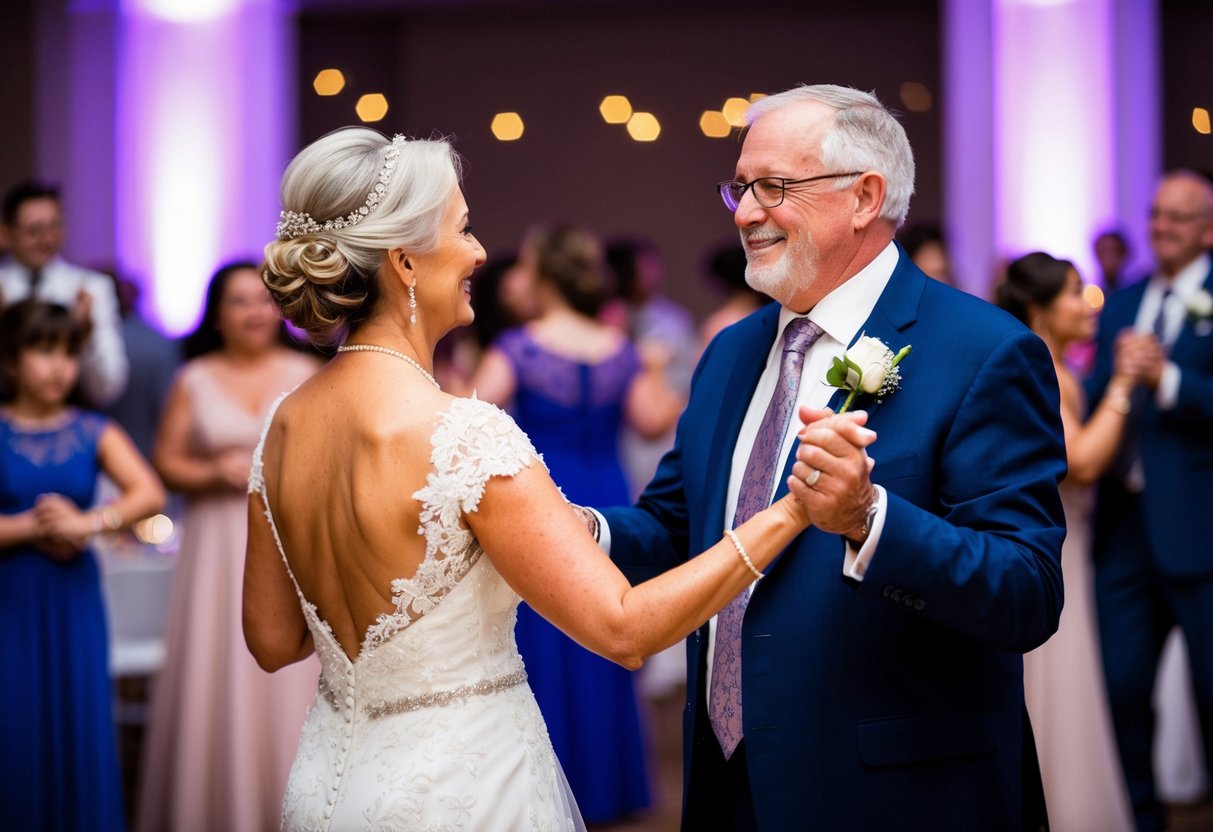 The mother of the bride dances with her daughter's father-in-law