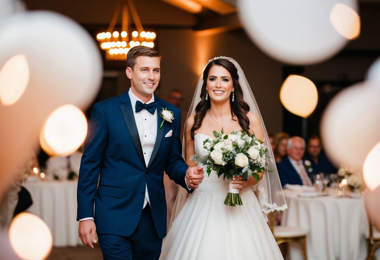 The bride and groom are introduced first at the wedding reception