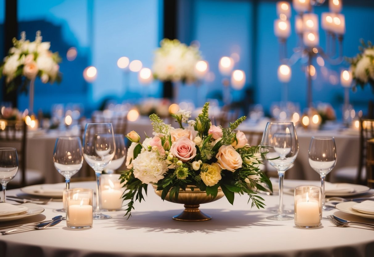 Elegant table settings with fresh flowers, candles, and simple yet stylish centerpieces